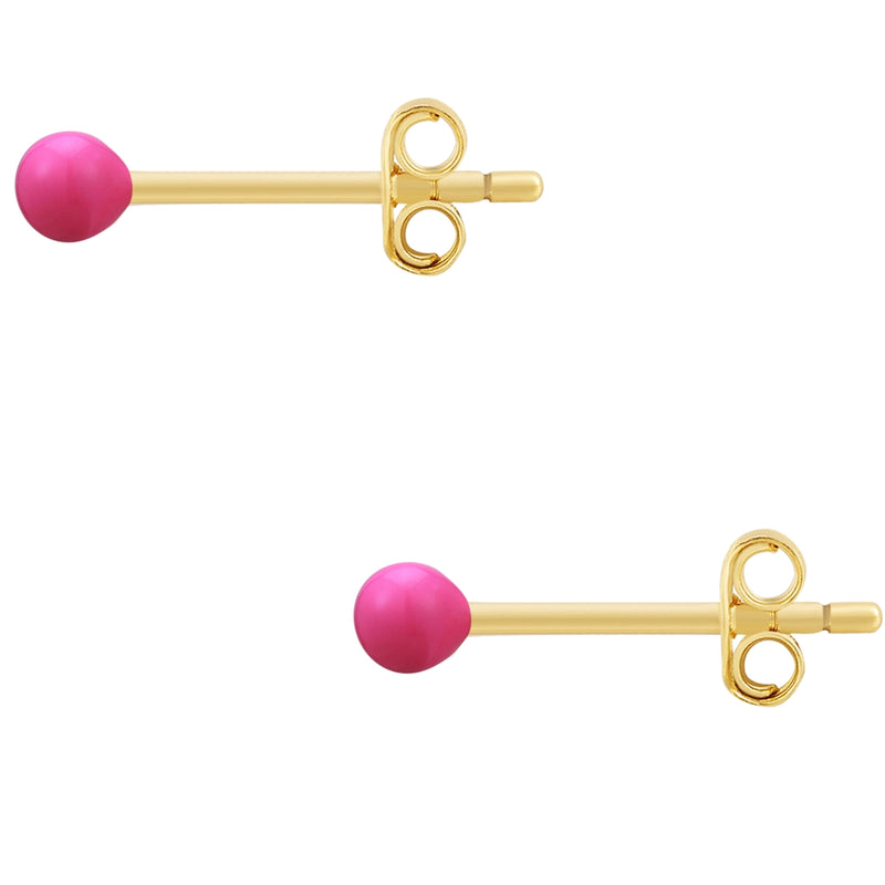 Ohrstecker Sterling Silber gelbgold Emaille pink
