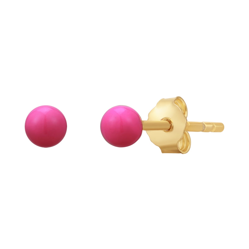 Ohrstecker Sterling Silber gelbgold Emaille pink