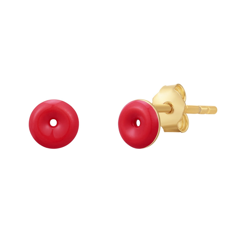 Ohrstecker Sterling Silber gelbgold Emaille rot