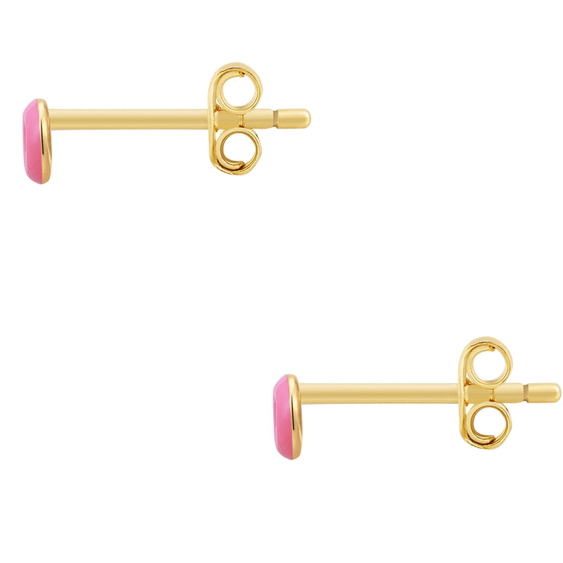 Ohrstecker Sterling Silber gelbgold Emaille pink