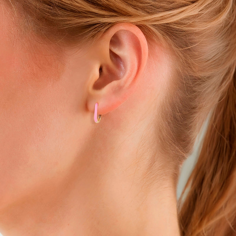 Creolen Sterling Silber gelbgold Emaille pink