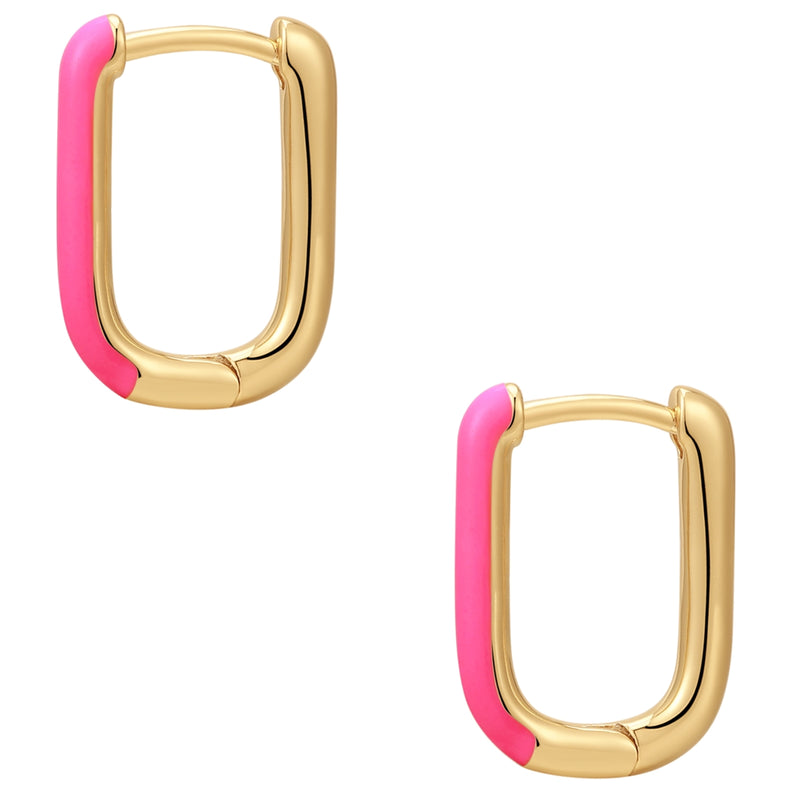 Creolen Sterling Silber gelbgold Emaille pink