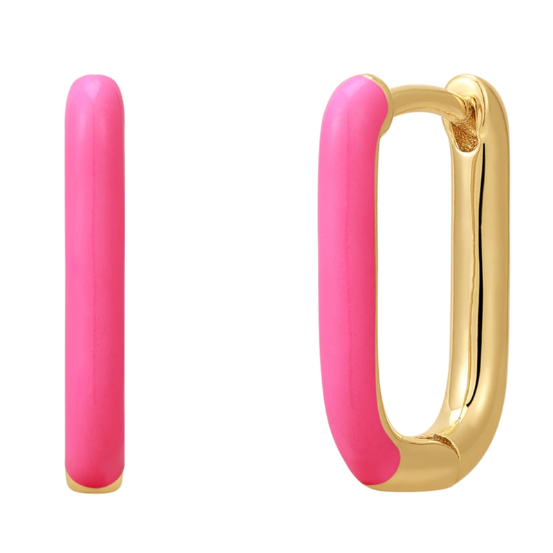 Creolen Sterling Silber gelbgold Emaille pink