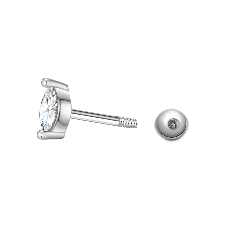 Piercing Sterling Silber Zirkonia weiß