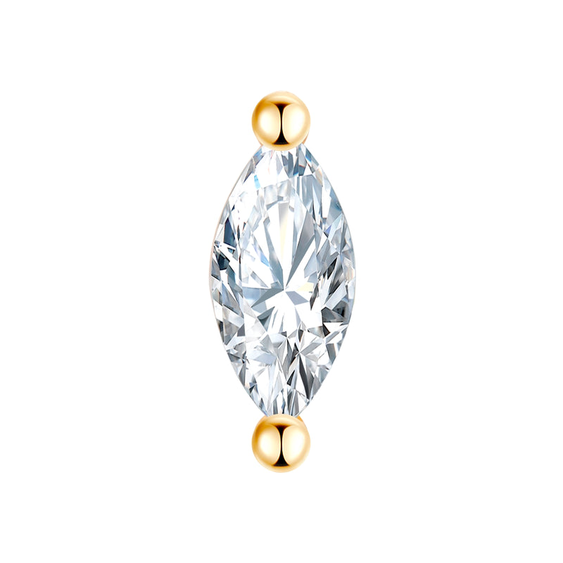 Piercing Sterling Silber gelbgold Zirkonia weiß