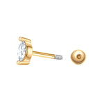 Piercing Sterling Silber gelbgold Zirkonia weiß
