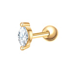 Piercing Sterling Silber gelbgold Zirkonia weiß