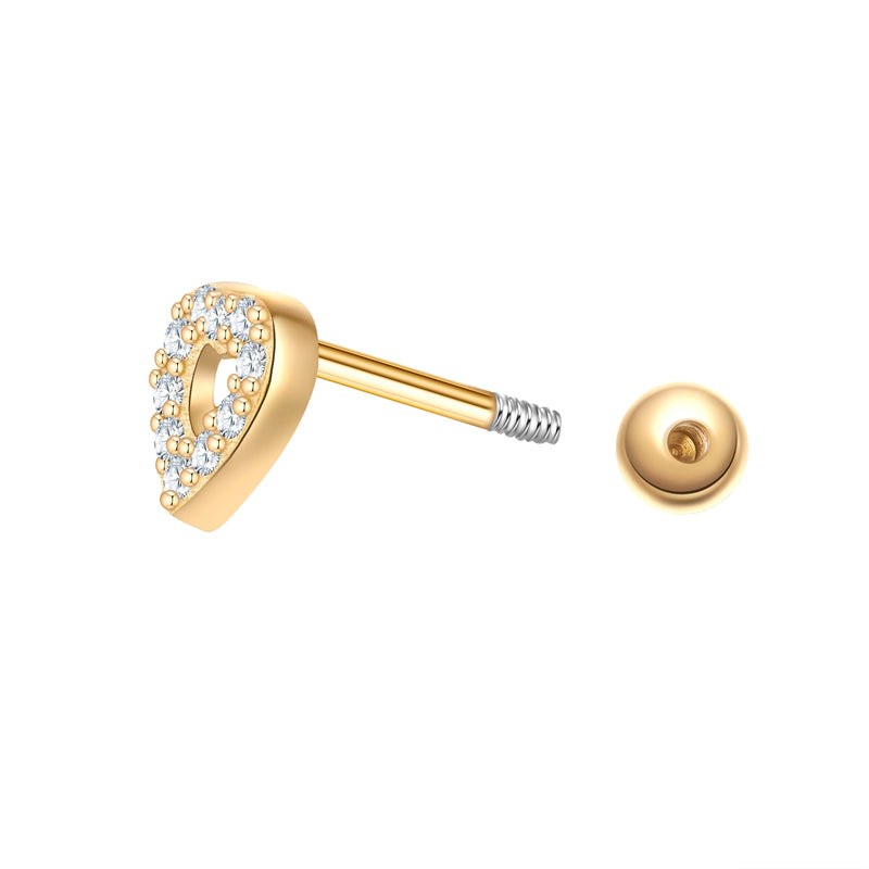 Piercing Sterling Silber gelbgold Zirkonia weiß