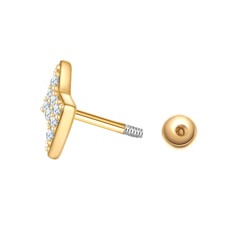 Piercing Sterling Silber gelbgold Zirkonia weiß