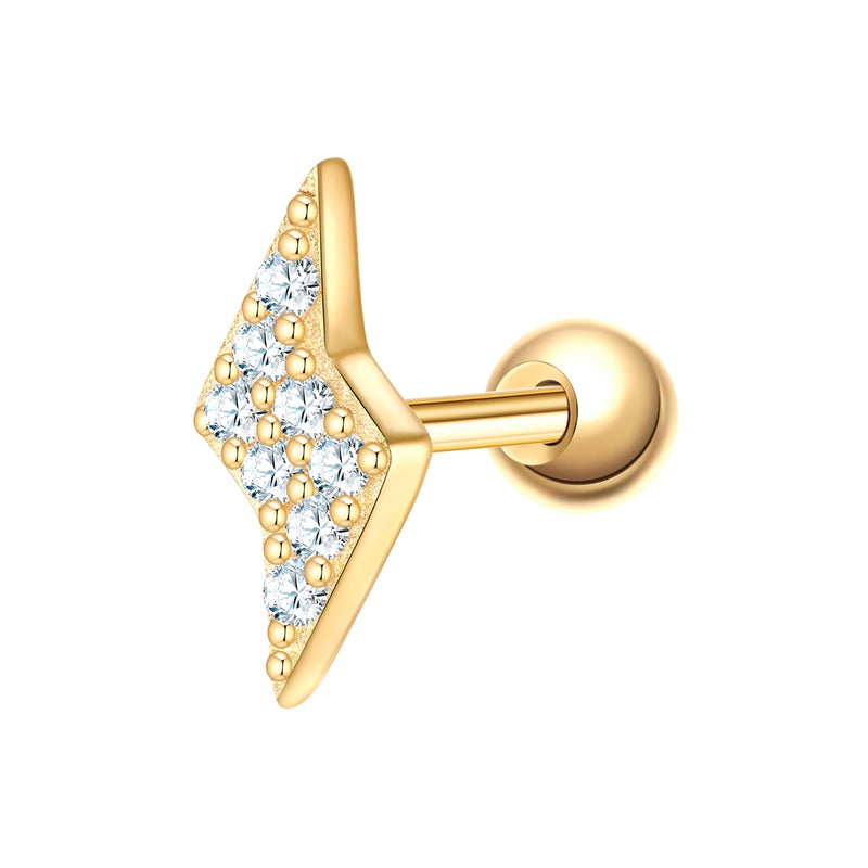 Piercing Sterling Silber gelbgold Zirkonia weiß