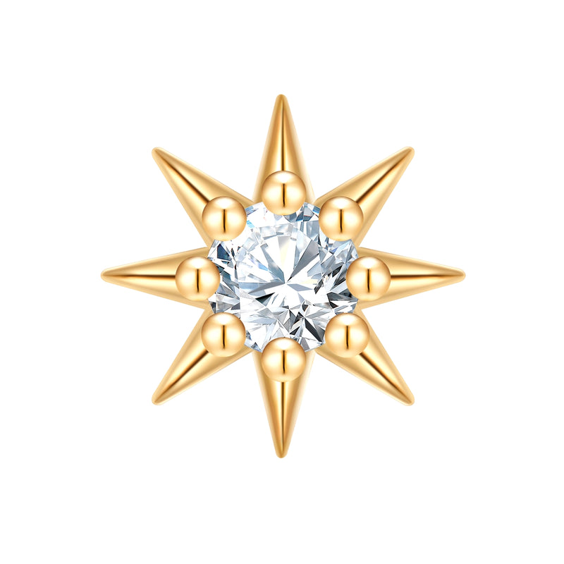 Piercing Sterling Silber gelbgold Zirkonia weiß
