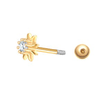 Piercing Sterling Silber gelbgold Zirkonia weiß