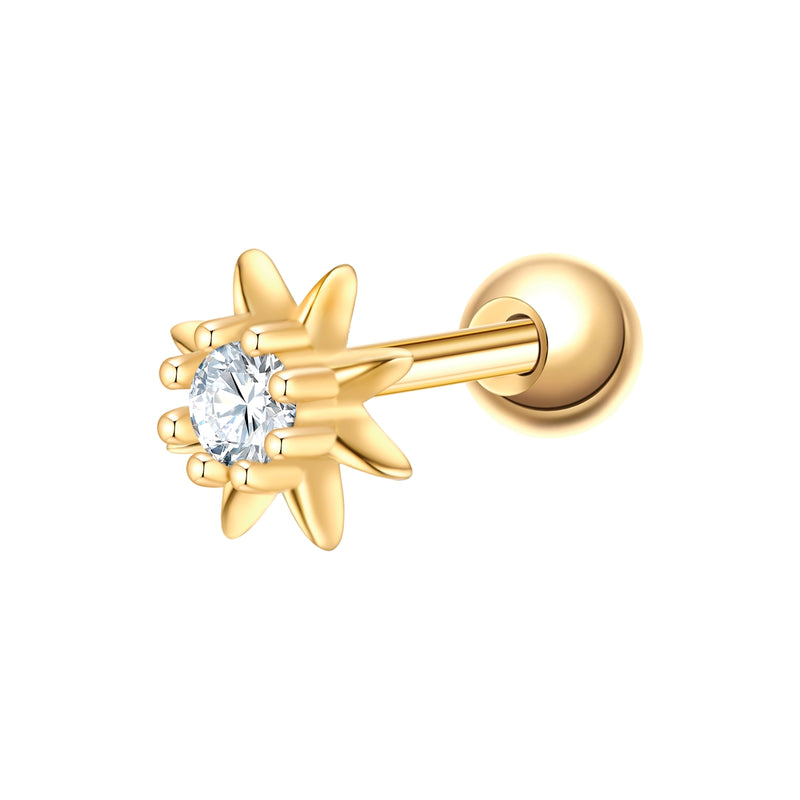 Piercing Sterling Silber gelbgold Zirkonia weiß