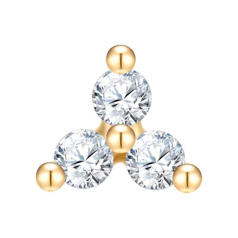 Piercing Sterling Silber gelbgold Zirkonia weiß