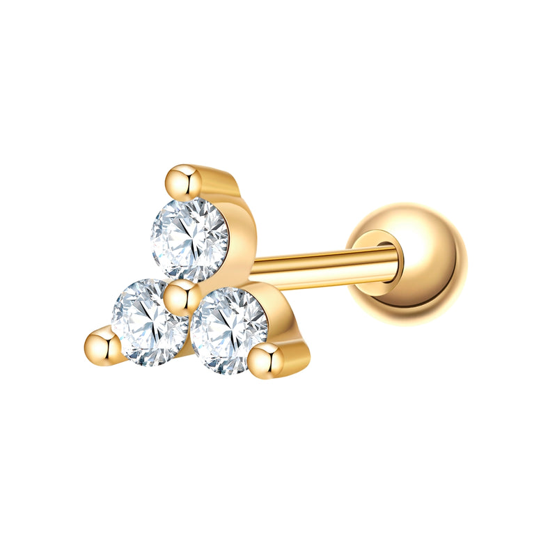 Piercing Sterling Silber gelbgold Zirkonia weiß