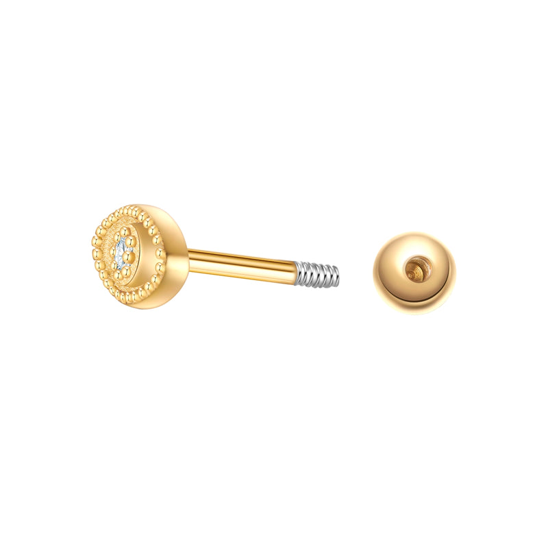 Piercing Sterling Silber gelbgold Zirkonia weiß