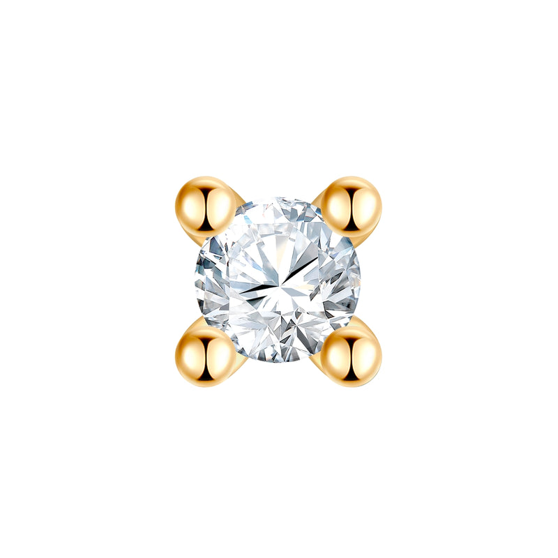 Piercing Sterling Silber gelbgold Zirkonia weiß