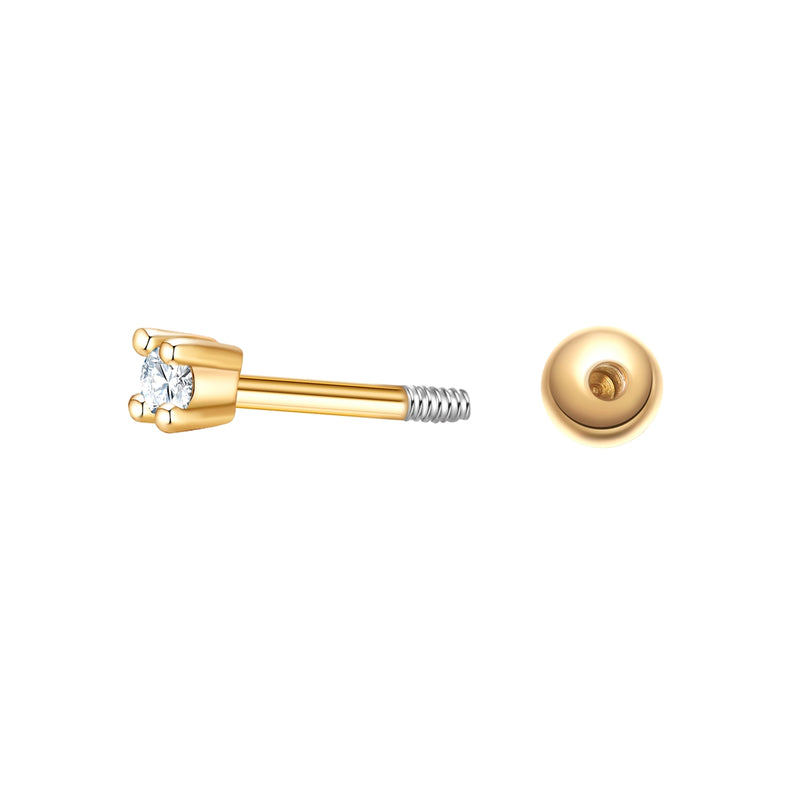 Piercing Sterling Silber gelbgold Zirkonia weiß