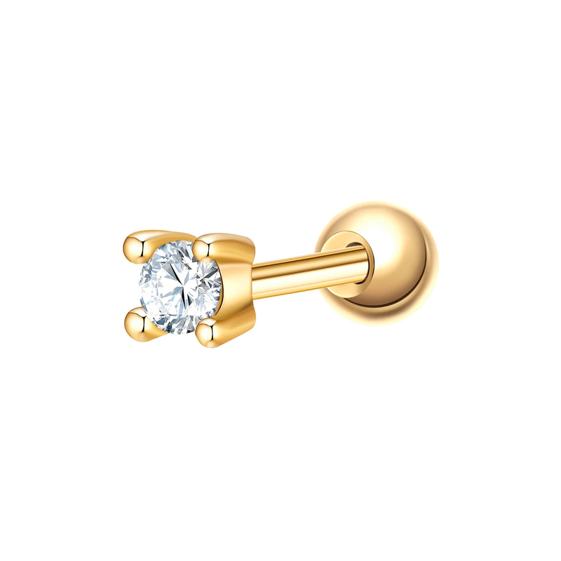 Piercing Sterling Silber gelbgold Zirkonia weiß