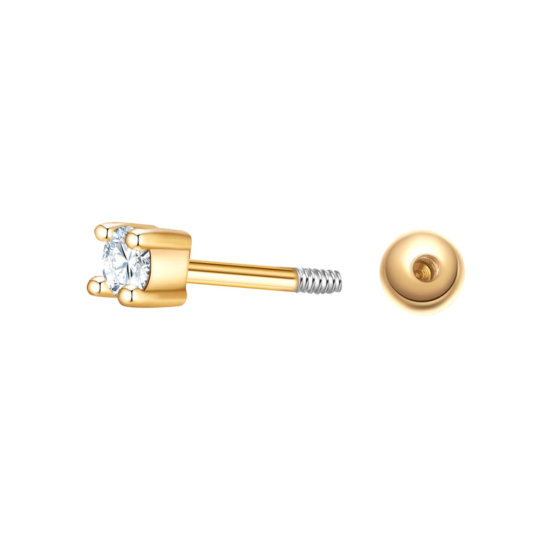 Piercing Sterling Silber gelbgold Zirkonia weiß