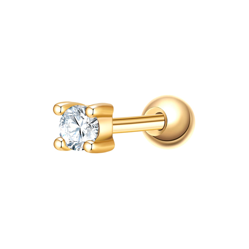 Piercing Sterling Silber gelbgold Zirkonia weiß