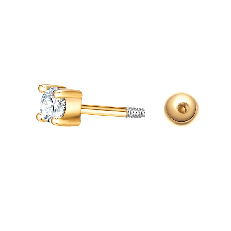 Piercing Sterling Silber gelbgold Zirkonia weiß