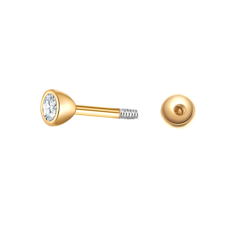 Piercing Sterling Silber gelbgold Zirkonia weiß