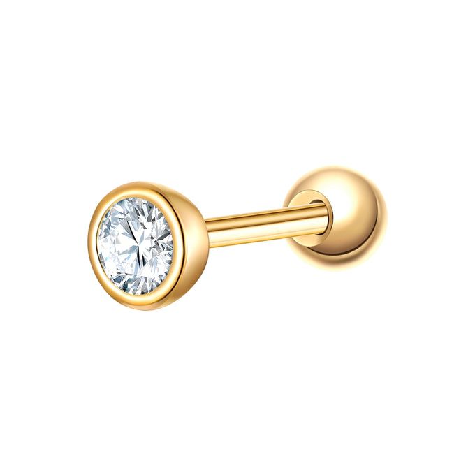 Piercing Sterling Silber gelbgold Zirkonia weiß