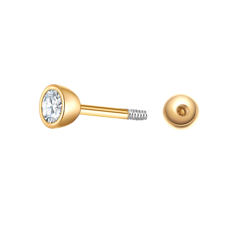 Piercing Sterling Silber gelbgold Zirkonia weiß