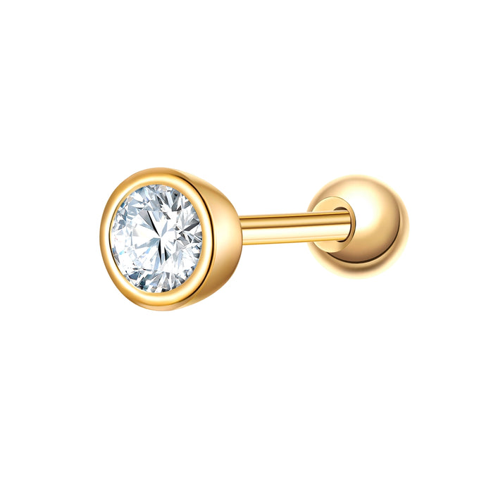 Piercing Sterling Silber gelbgold Zirkonia weiß