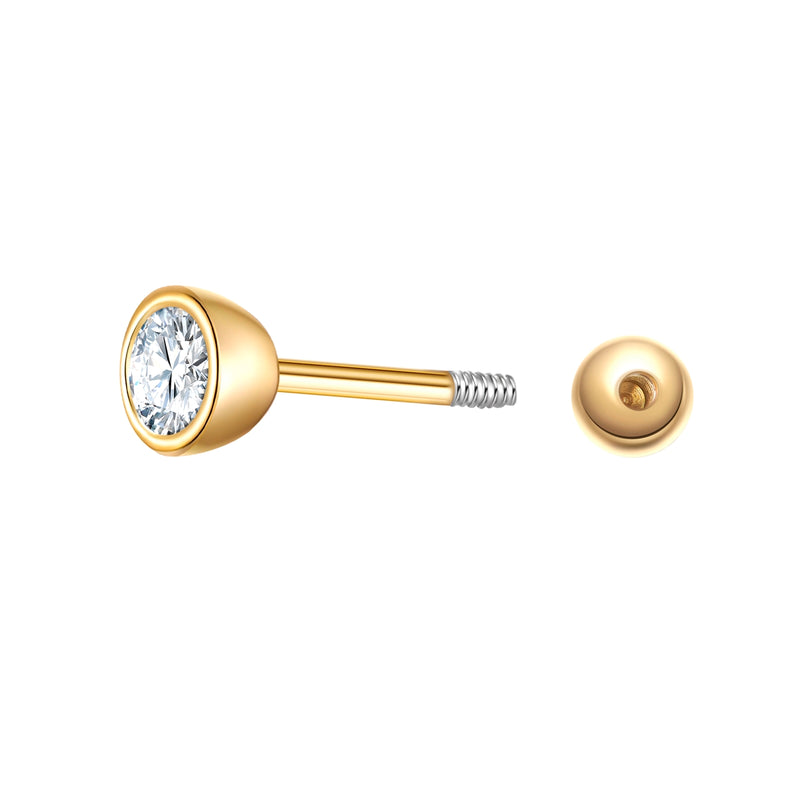 Piercing Sterling Silber gelbgold Zirkonia weiß