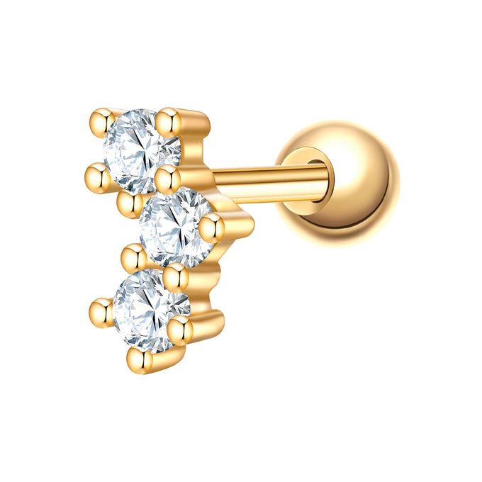 Piercing Sterling Silber gelbgold Zirkonia weiß
