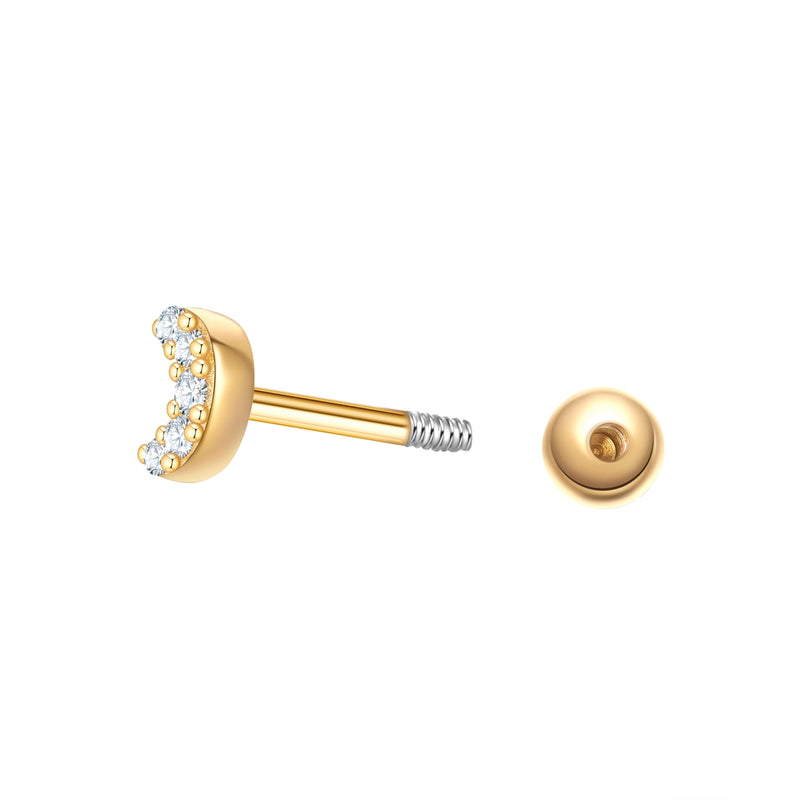 Piercing Sterling Silber gelbgold Zirkonia weiß