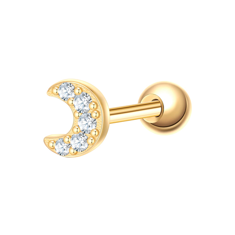Piercing Sterling Silber gelbgold Zirkonia weiß