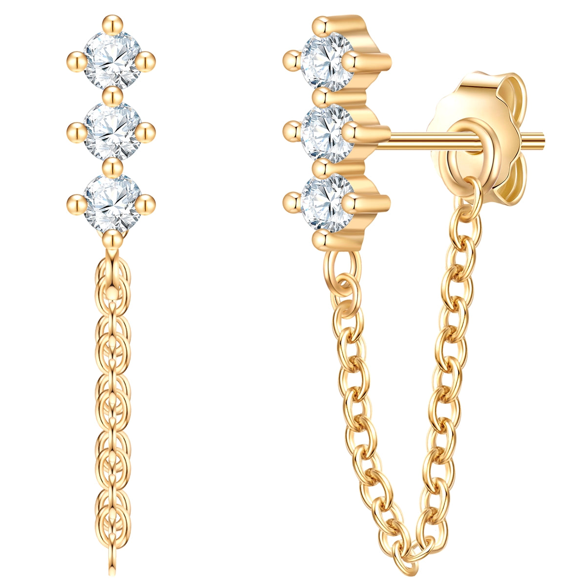 Ohrstecker Sterling Silber gelbgold Zirkonia weiß