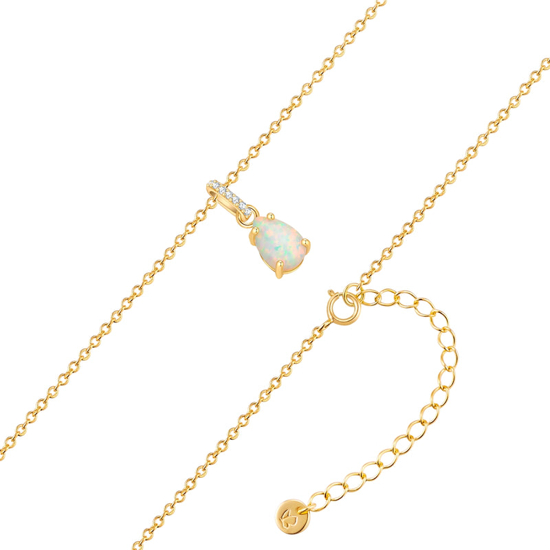 Kette mit Anhänger Sterling Silber gelbgold Opal (synth.)