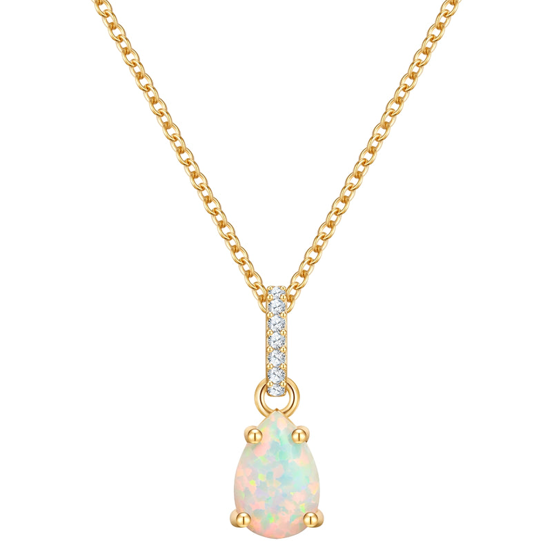 Kette mit Anhänger Sterling Silber gelbgold Opal (synth.)