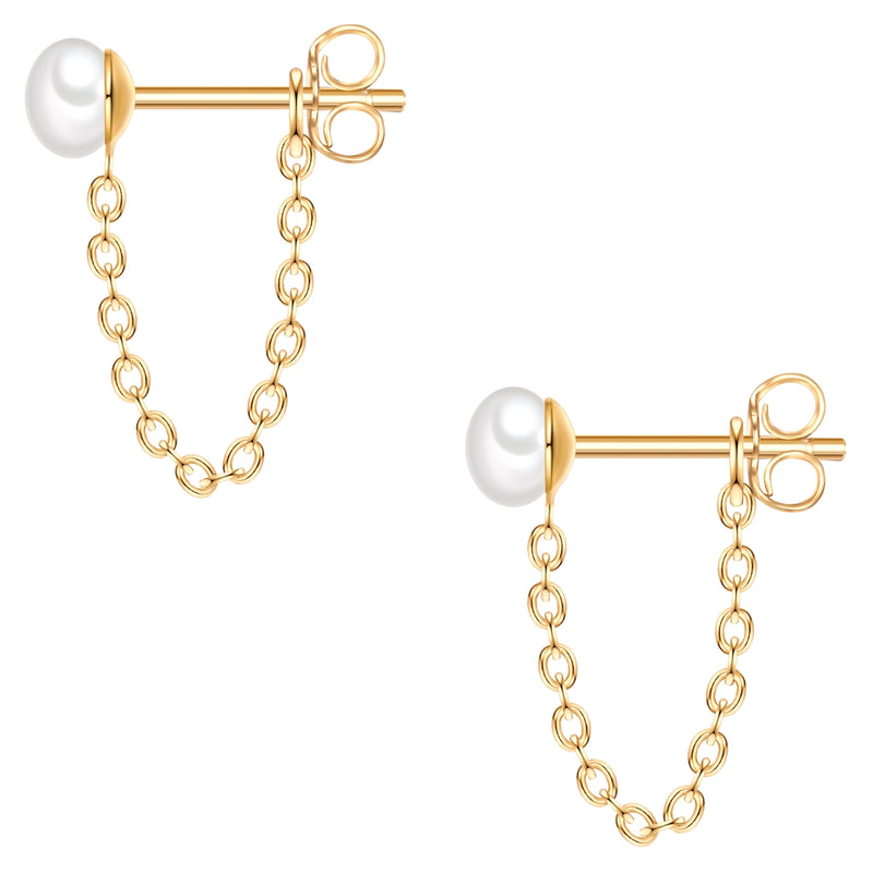 Ohrstecker Sterling Silber gelbgold Süßwasser-Zuchtperle weiß