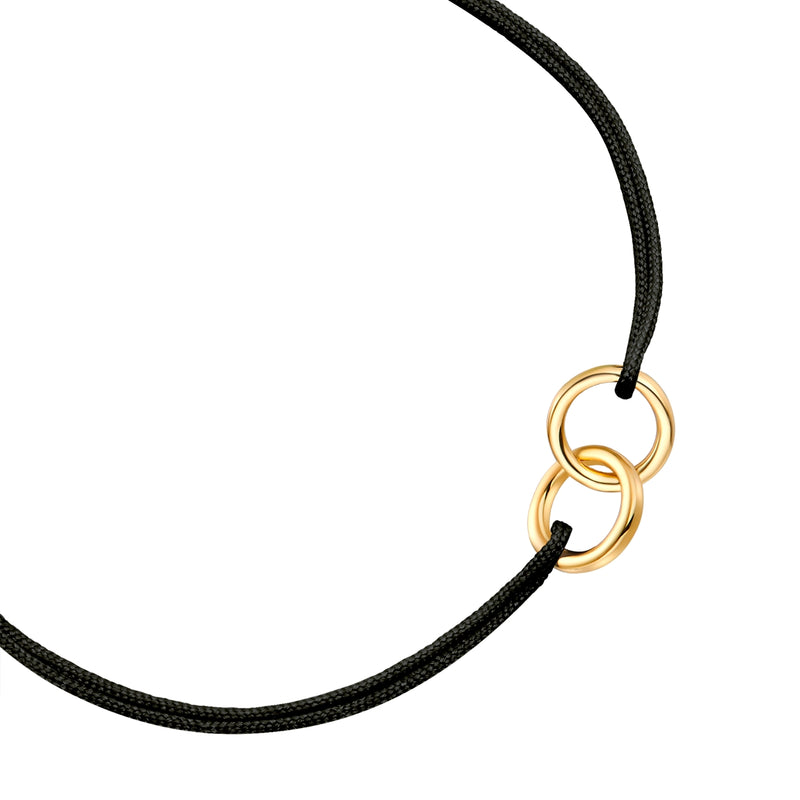 Armband Sterling Silber gelbgold Textil (schwarz)