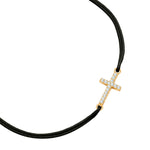 Armband Sterling Silber Textil (schwarz)Zirkonia weiß