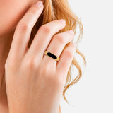 Ring Sterling Silber gelbgold Emaille schwarz