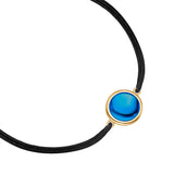 Armband Sterling Silber gelbgold Textil (schwarz) Zirkonia blau