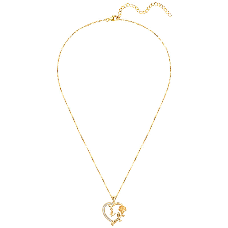 Kette mit Anhänger Sterling Silber gelbgold Zirkonia weiß