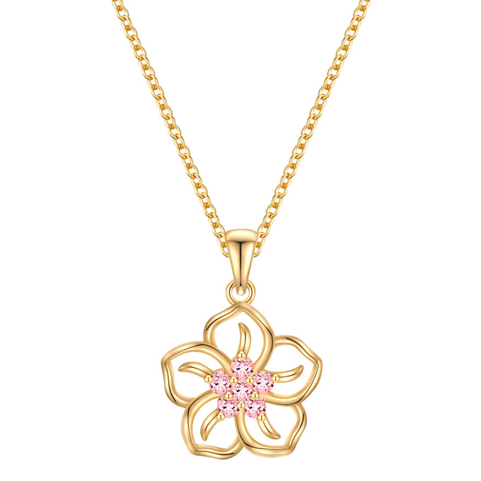 Kette mit Anhänger Sterling Silber gelbgold Zirkonia rosa