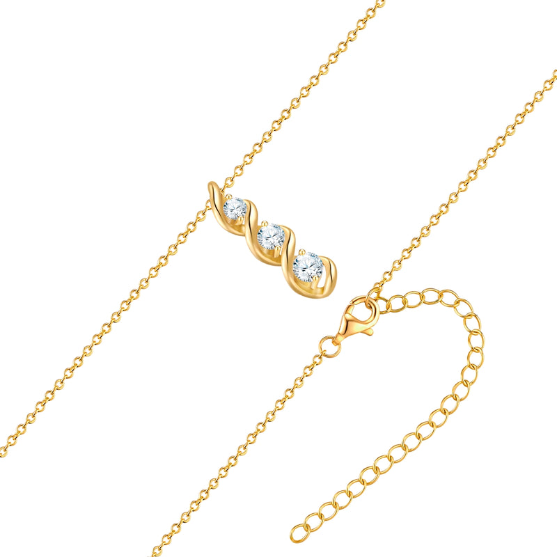 Kette mit Anhänger Sterling Silber gelbgold Zirkonia weiß