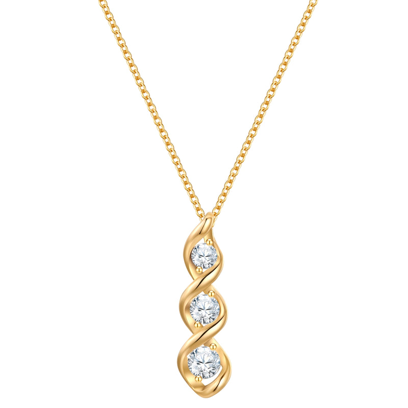 Kette mit Anhänger Sterling Silber gelbgold Zirkonia weiß