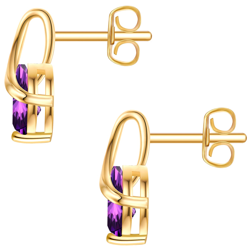 Ohrstecker Sterling Silber gelbgold Zirkonia violett