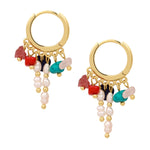 Creolen gelbgold Turmalin rot Lapis Lazuli blau Quarz rosa