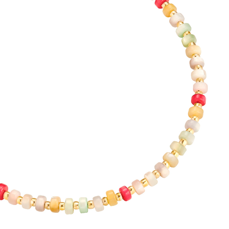 Armband gelbgold Muschelkernperle multicolor