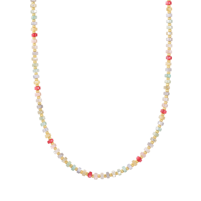 Kette gelbgold Muschelkernperle multicolor